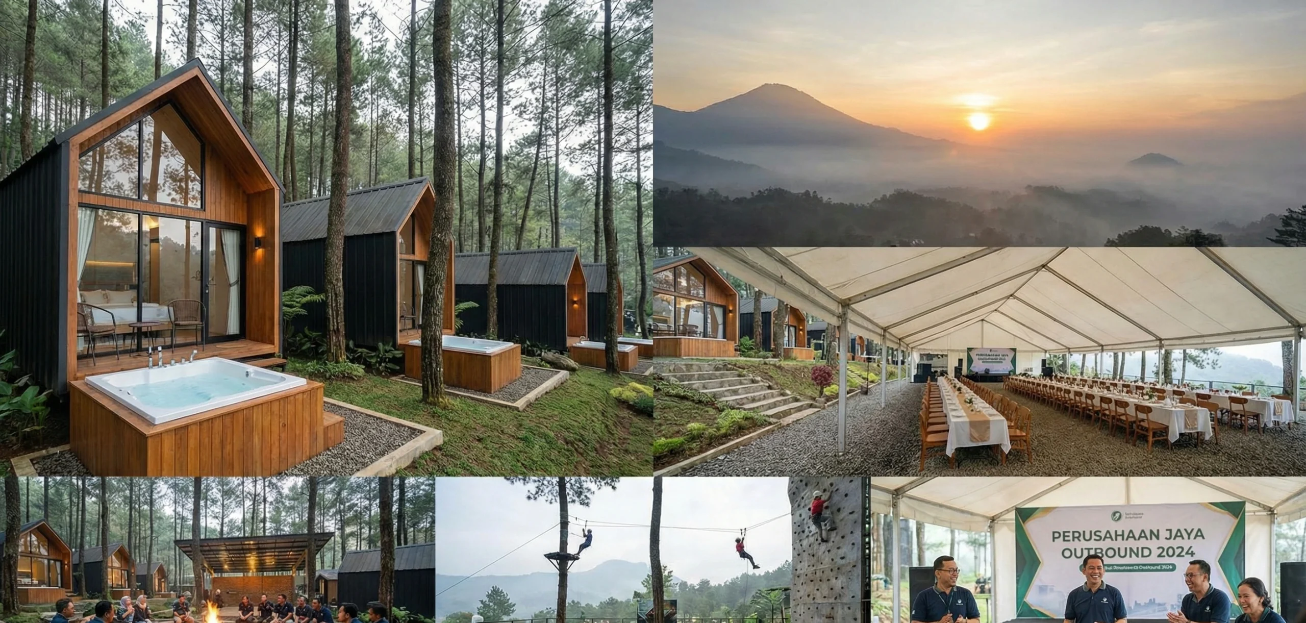 Suasana Glamping Mewah Bobocabin Pacet untuk Outbound Perusahaan