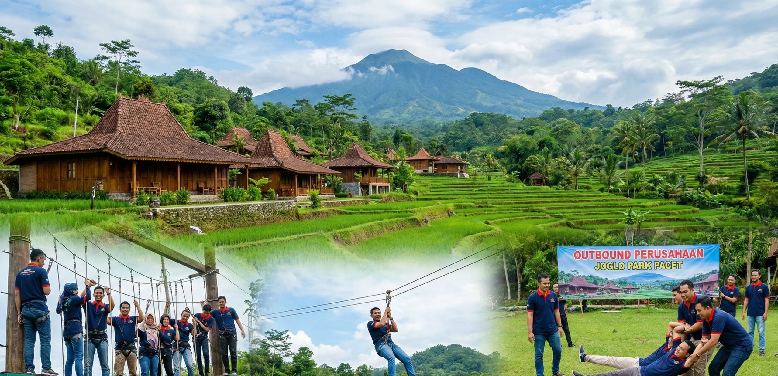 Pemandangan asri Joglo Park Pacet cocok untuk kegiatan outbound pacet perusahaan